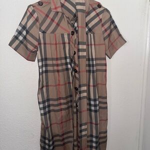 Plaid Short Sleeve Button-Up Dress